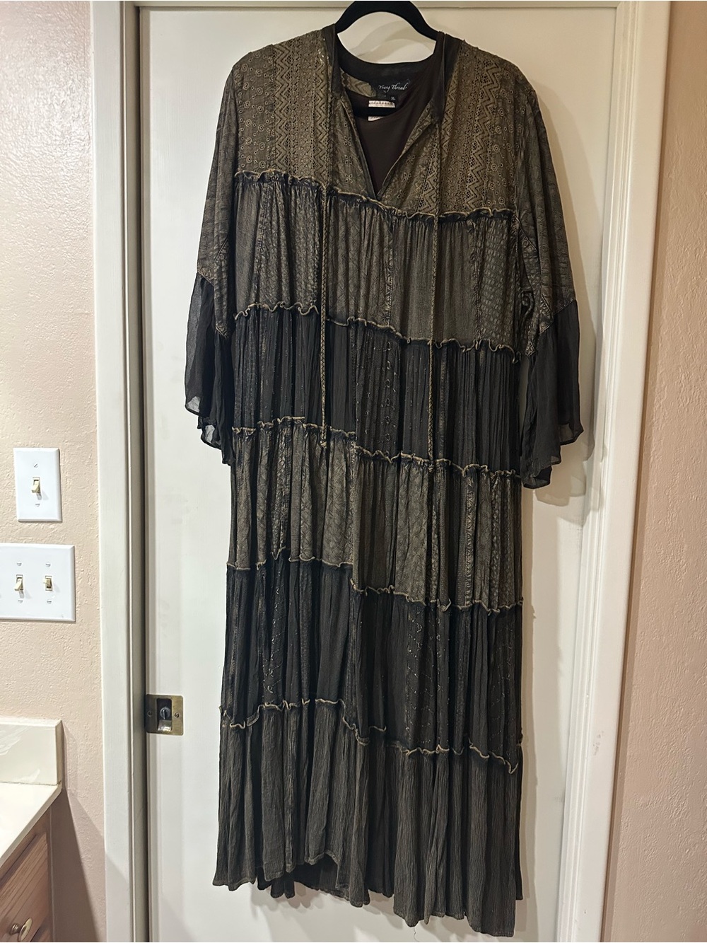 Young Threads Boho Tiered Patchwork Maxi Dress